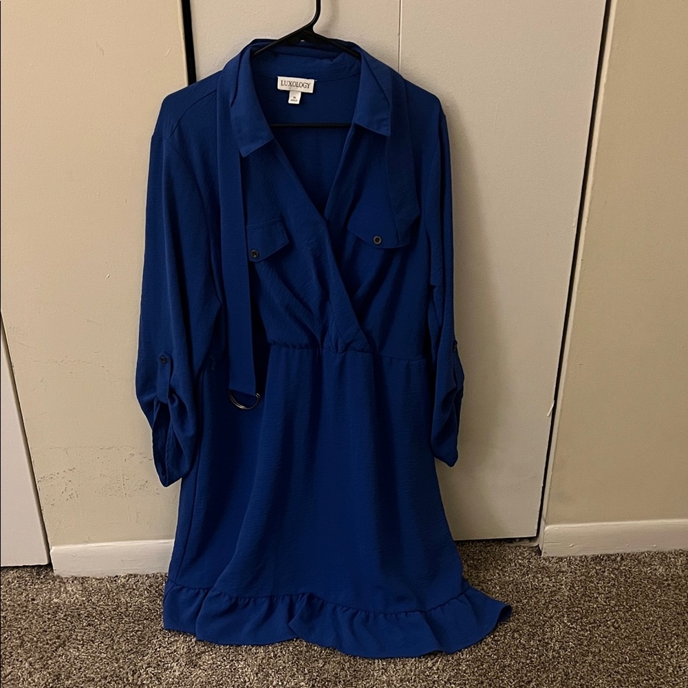 Express Royal Blue Long Sleeve Dress